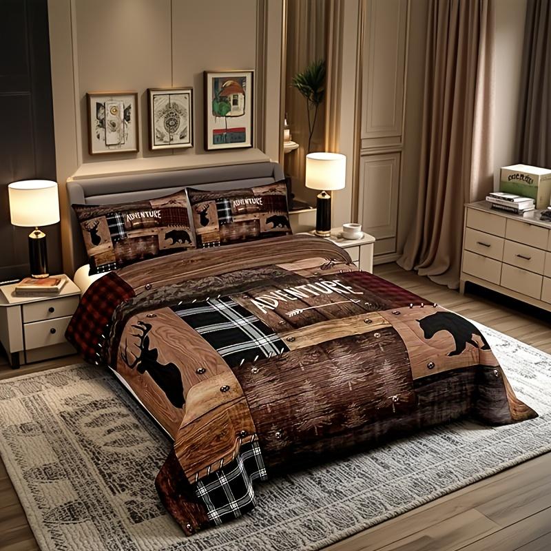 Hyttsängsängkläder Queen Size, Queen Size, Rustika Gårdshus Sängkläder Täcke Set, Camping Eller Äventyr Quiltset Kvinnor Män Rum