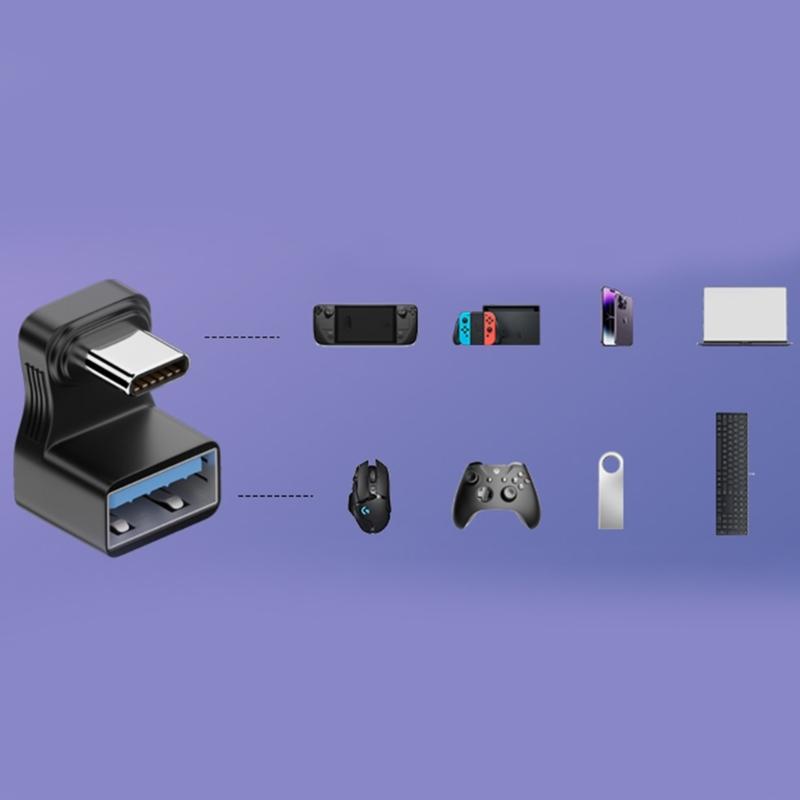 USB C 180° Adapter, USB Type C U Shape Adapter,180 Degree USB C Male To USB 3.0 Female Adapter Convertor Extension