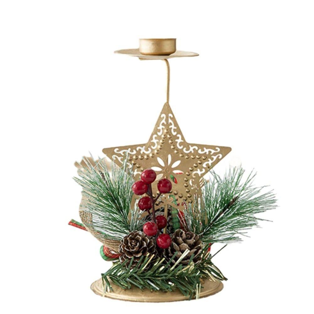 Pentagram Christmas Iron Candlestick Snowflake Snowflake Candle Ornaments  Christmas Dining