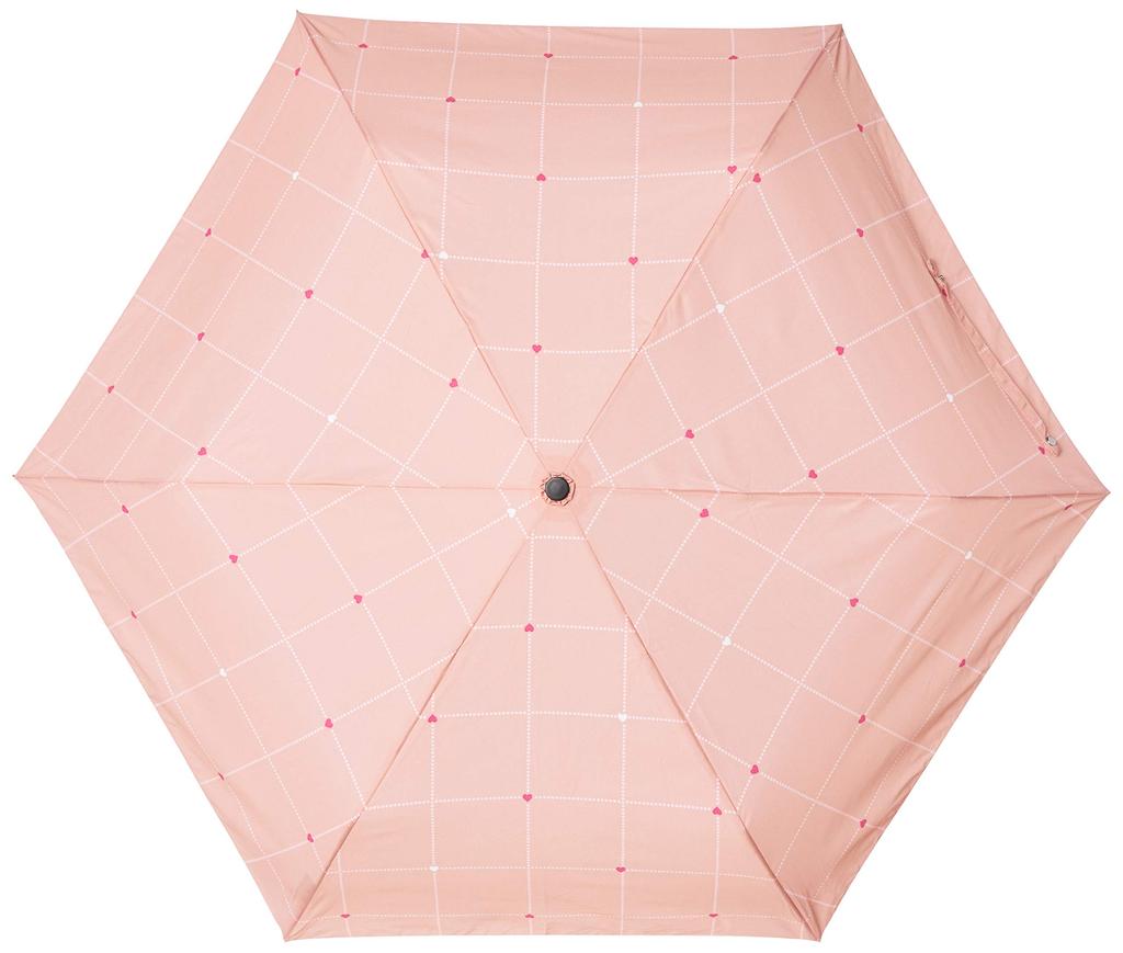 Moonbat Folding Umbrella with Heart Check Pale Made In Rib Total Length 26cm Handle Women's & Pattern, Orange, Japan, Length 55cm, (Folded) Approx.