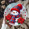Charming Snowman Metal Sign 8x8 Inch Round Outdoor Garden Wall Art for Home Decor