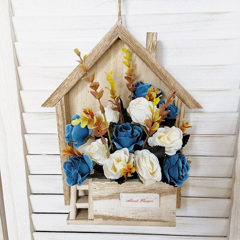 European-style Wooden Wall Hanging Flower Basket with Macrame