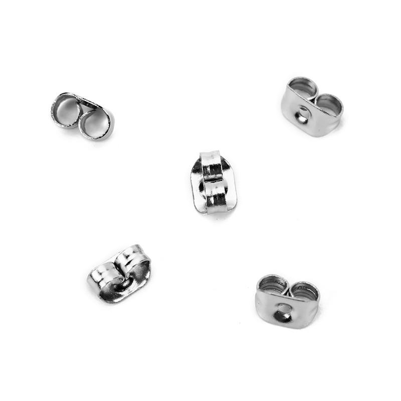 

20pcs Hypoallergenic Stainless Steel Earrings Hooks Clasp Bulk Anti Allergy Earring Backs Stopper For Jewelry Supplies Findings