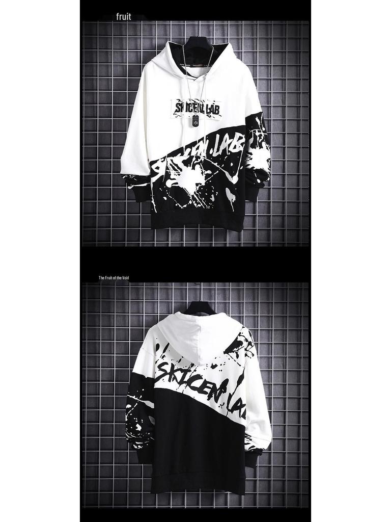 Moletom Masculino Japonês Hip-Hop Trendy Solto, Top de Manga Comprida para Primavera e Verão