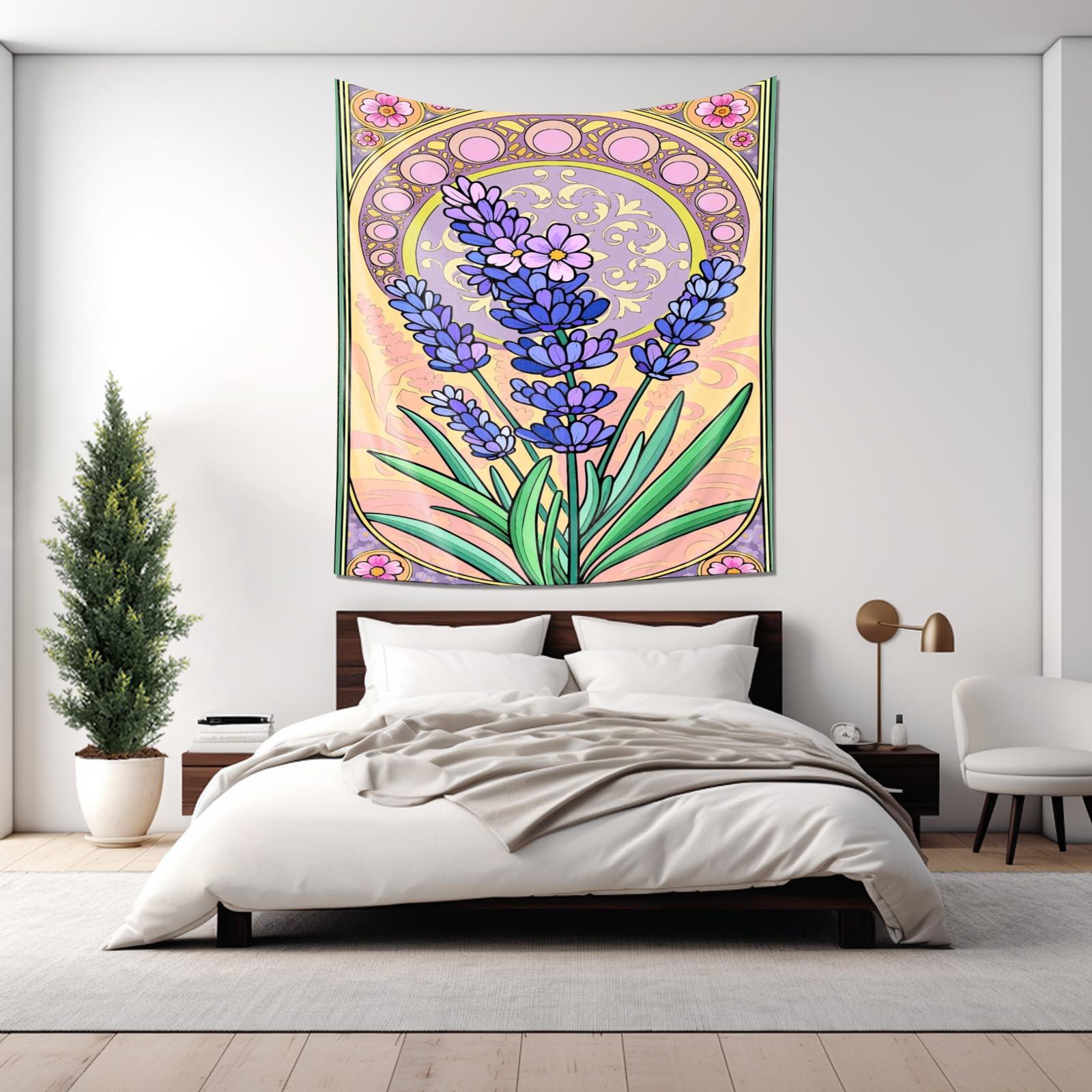 

Colorful Lavender Art Tapestry Home Wall Decor Cloth Bedroom Living Room Beautification Tool 74x94cm(29x37in)