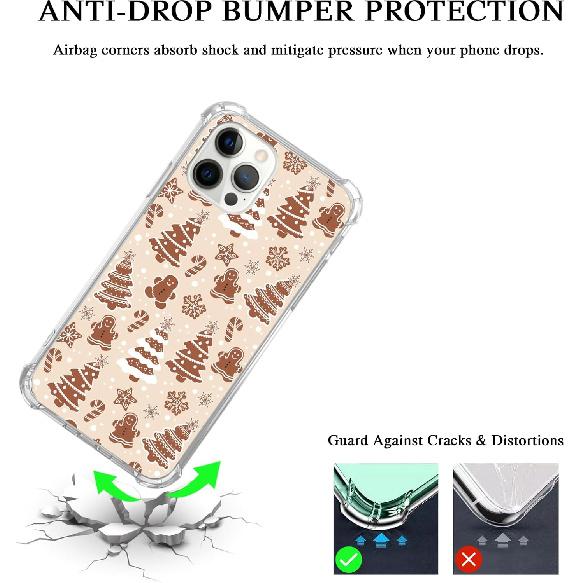 Brown Gingerbread Christmas Trees Case Compatible with iPhone 14 Pro, Cute Christmas Festival Case for iPhone 14 Pro, Cool TPU Bumper Phone Case