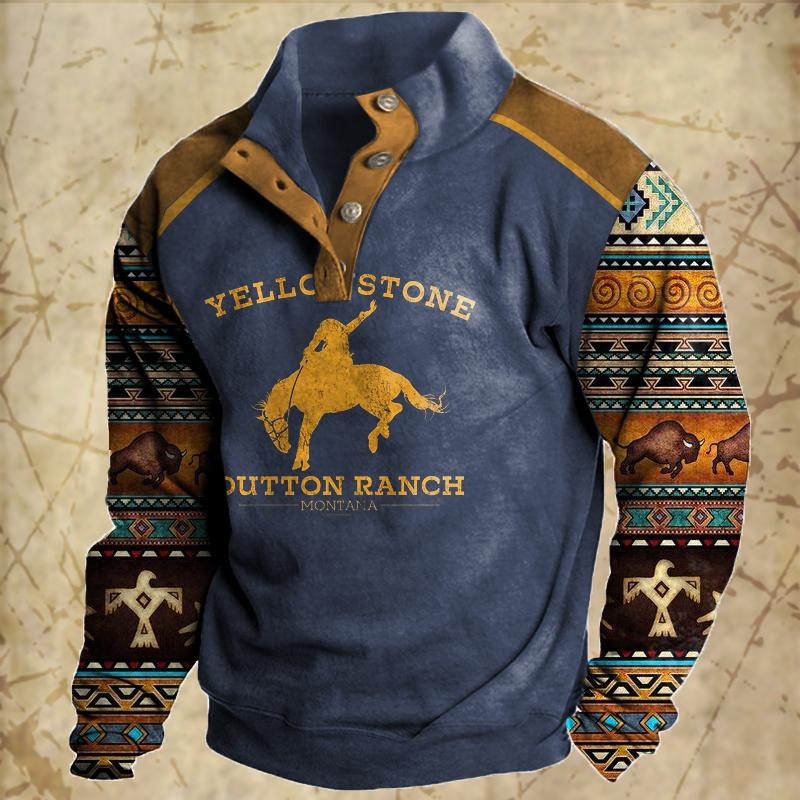 Vintage Men's Hoodies Autumn Long Sleeved Street Button Pullover Oversized Clothing for Men Sweatshirt Fashion Casual Hoodie