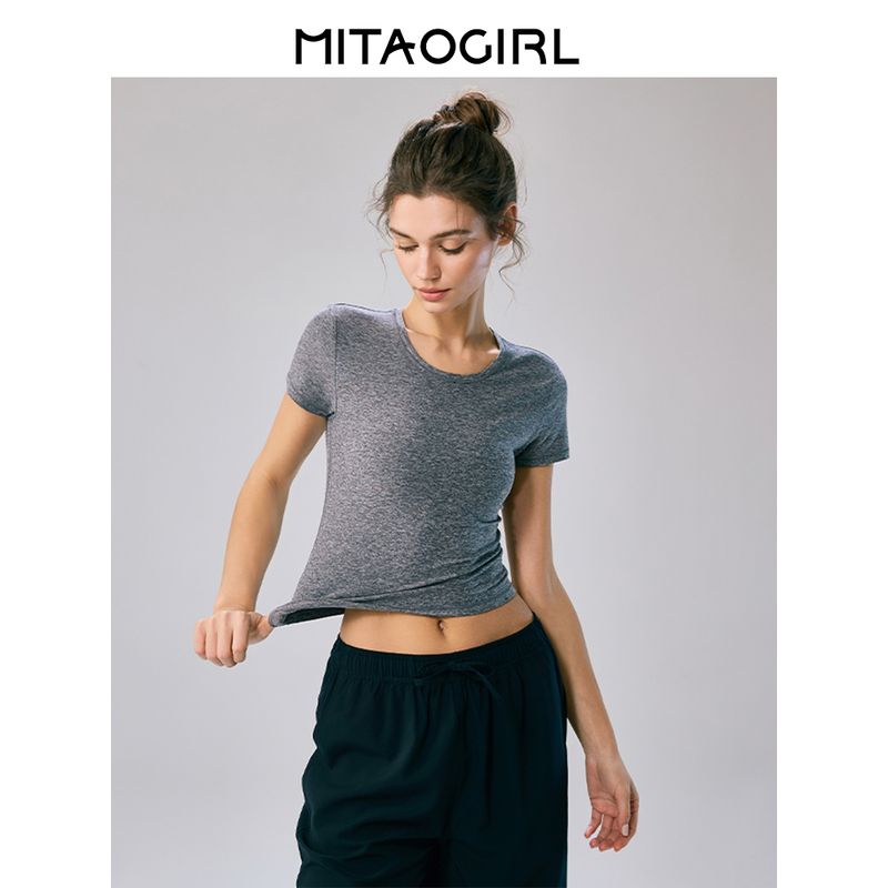 Mitaogirl Kendall Style Short Sleeve T-shirt Women Summer Quick-Drying Pilates Yoga Clothes Sports Top Running Fitness