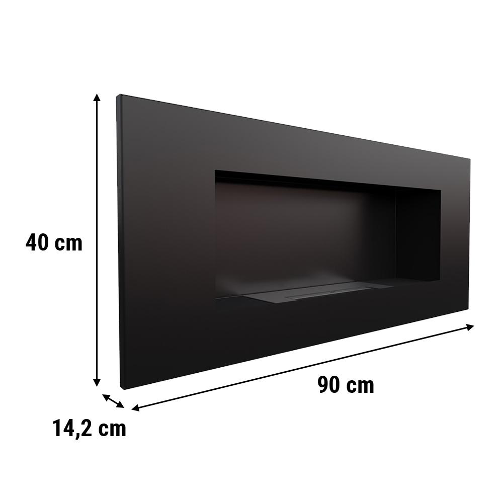 Wall Mounted Bioethanol Fireplace DELTA 2 Black with Glazing TÜV