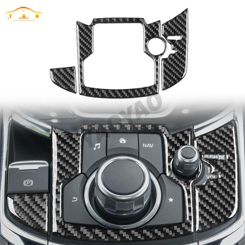 Carbon Fiber For Mazda CX-9 2016-2023 Car Central Control Knob Button Decorative Frame Cover Trim Sticker