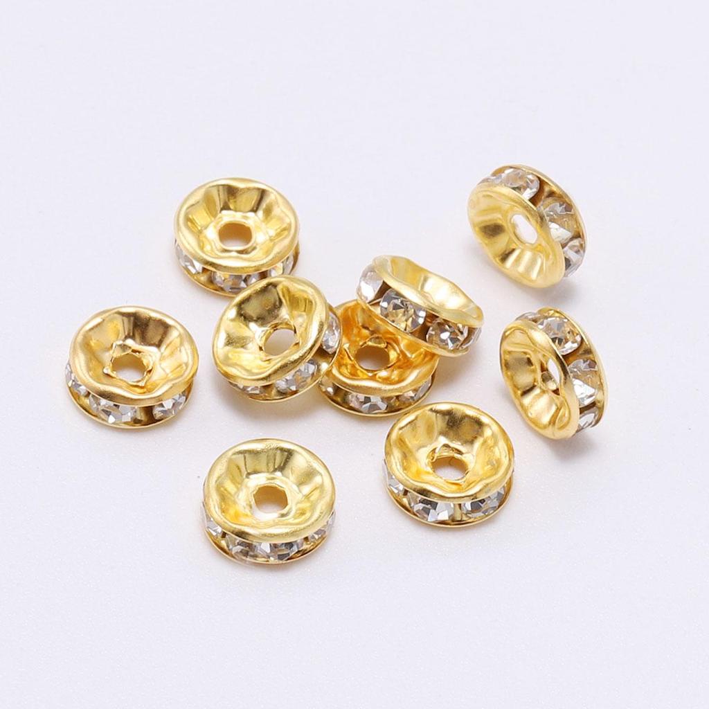 50 adet/grup 4 6 8 10mm Rhinestone Rondelles Kristal Boncuk Gevşek halka boncuk DIY Takı Yapımı için Aksesuarları Tedarikçisi