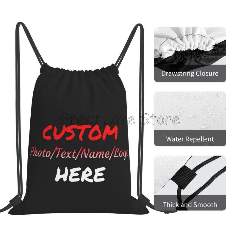 Custom Your Design Text Photo Logo Drawstring Backpack Bags Lightweight Foldable Gym Sports Sackpack Sacks for Training