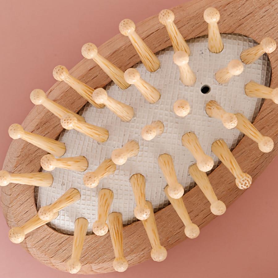 6-teiliges Baby-Tagespflege-Set, Baby-Holz-Haarbürsten-Set, Haarbürsten-Pflegeset, Nagelknipser, kleine Schere, Luftpolsterkamm