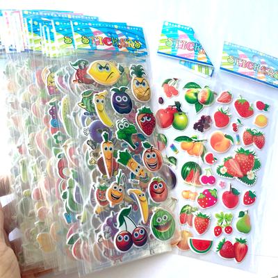 6/12/24 Stück 3D Blasensticker Obst und Gemüse Verschiedene Stile Wiederverwendbar Kinder Aufkleber Spielzeug Geburtstagsgeschenk für Jungen Mädchen TMZ