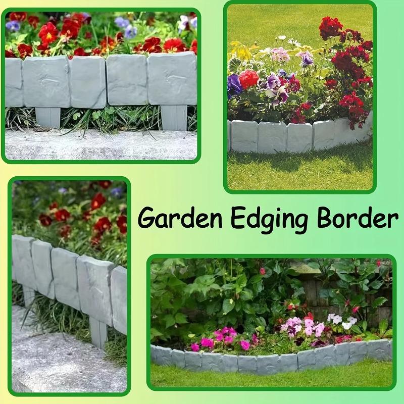 Plastic Garden Edging Border, Imitation Stone Fence Panels, Patio Outdoor Barrier, DIY Garden Landscape Edge Border Spliceable