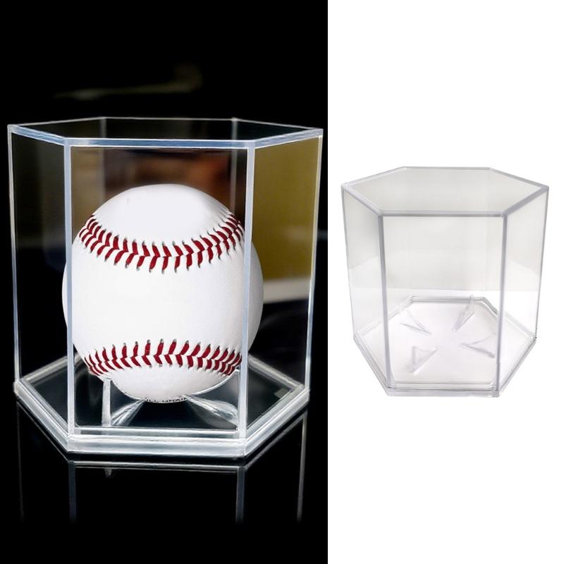 Acrylic Baseball Display Case Clear Baseball Holder Display Box Hexagonal Display Holder Dustproof Baseball Case