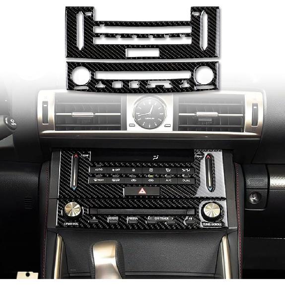 Schutzaufkleber Seitenverkleidung Mittelkonsole 2 Stück Premium-Aufkleber Echte Kohlefaser-Zubehör Kompatibel mit Lexus IS250 2014 2015/IS200t