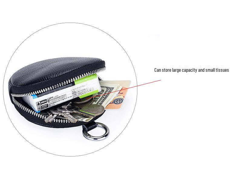 Women's Genuine Cowhide Coin Purse: 2026 Round Earphone & Card Holder Bag