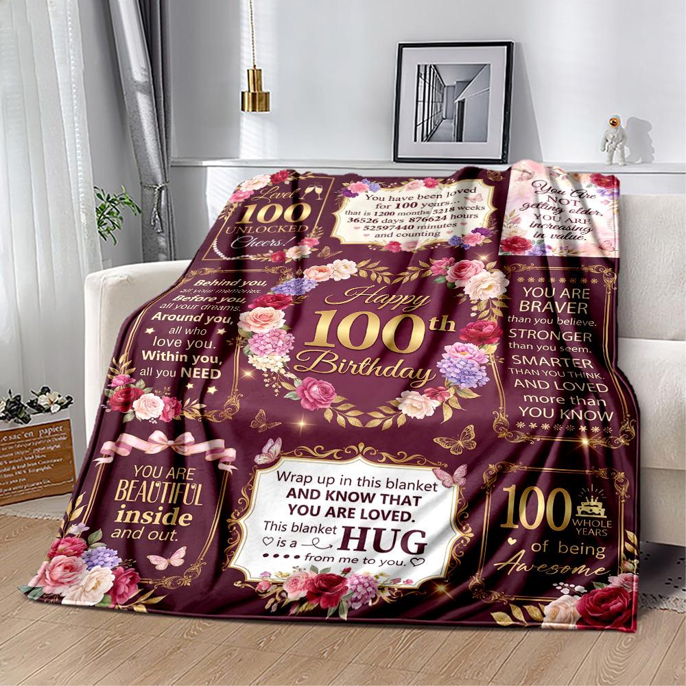 Vintage 1926 Anniversary Greetings Flannel Blanket-Soft and Suitable for Sofas,Beds,Offices,Travel,All Seasons,Great Gift for Holidays and Birthdays.