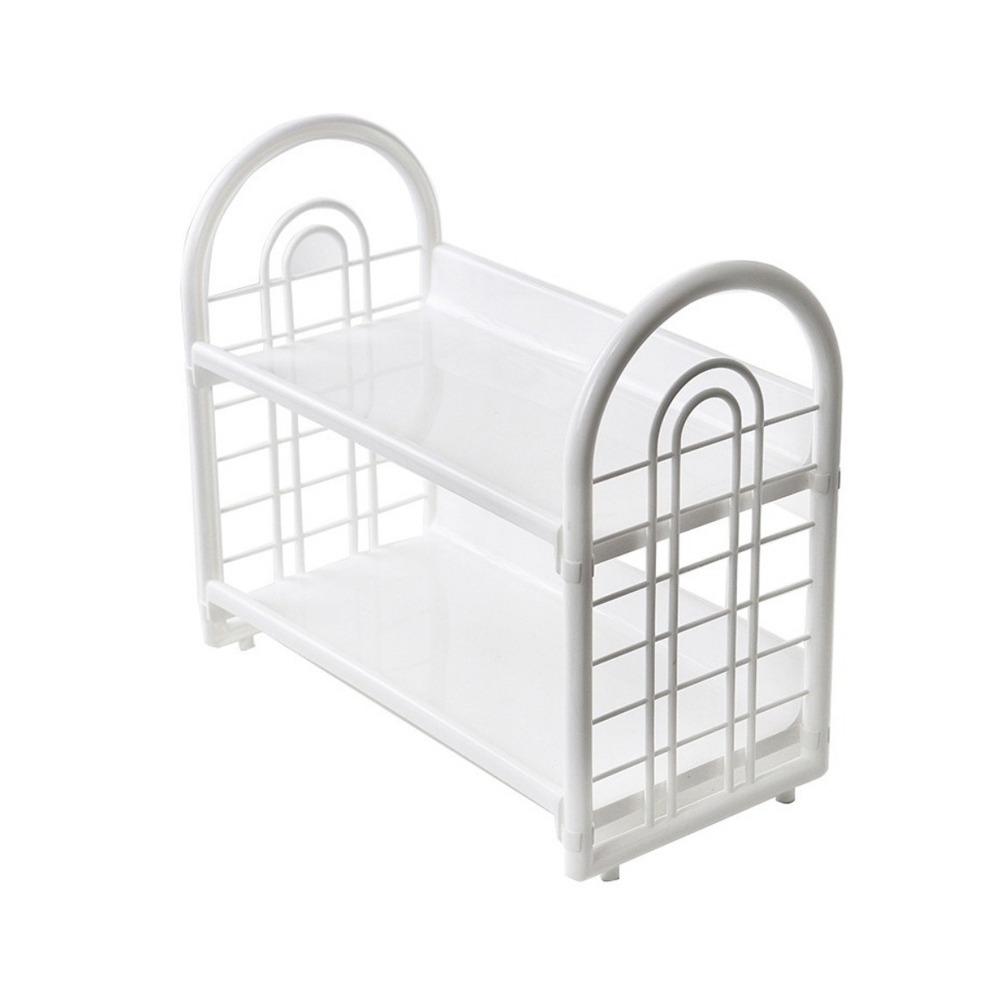 Plastic Double Layer Storage Rack Large Capacity Desktop Organizer Shelf  Cosmetic
