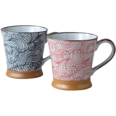 Sett med Shikaiha x Mino Made in Japan Ale-net Krus, 2, Design, Par, 8,5 H8,9cm, 280ml, Keramikk,