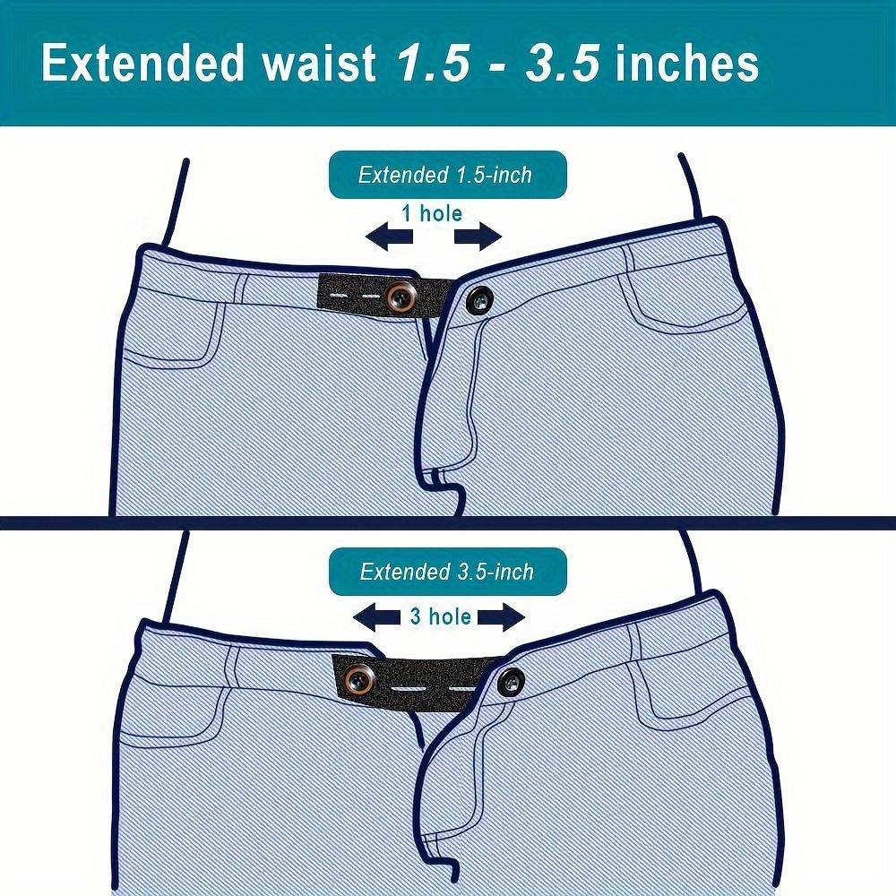 2pcs Adjustable Elastic Waistband Extenders for Plus Size Women & Men - Machine Washable Stretchable Belt with Discreet Button Closure,Casual & Wear