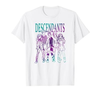 Disney Descendants Group Gradient Outline Poster T-Shirt