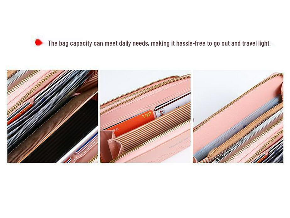 Kadın Uzun Cüzdan - Fermuarlı Bozuk Para Cüzdanı, Çok Fonksiyonlu Telefon Çantası, Çoklu Kart Yuvalı Geniş Kapasite.