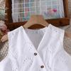 Girls' Casual Outfit - Summer Children's Elegant V-neck Short Pants Set