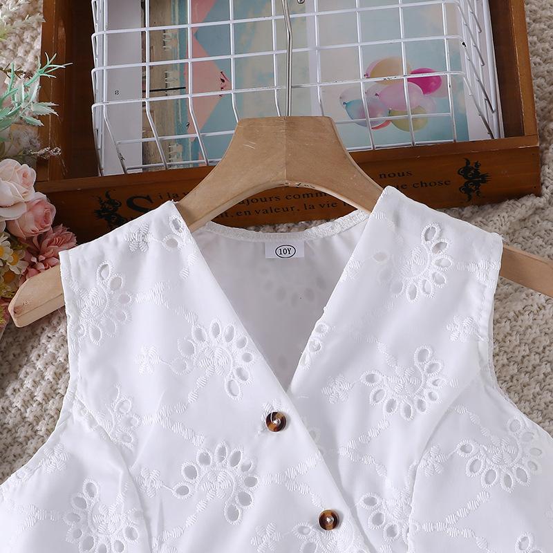Girls' Casual Outfit - Summer Children's Elegant V-neck Short Pants Set