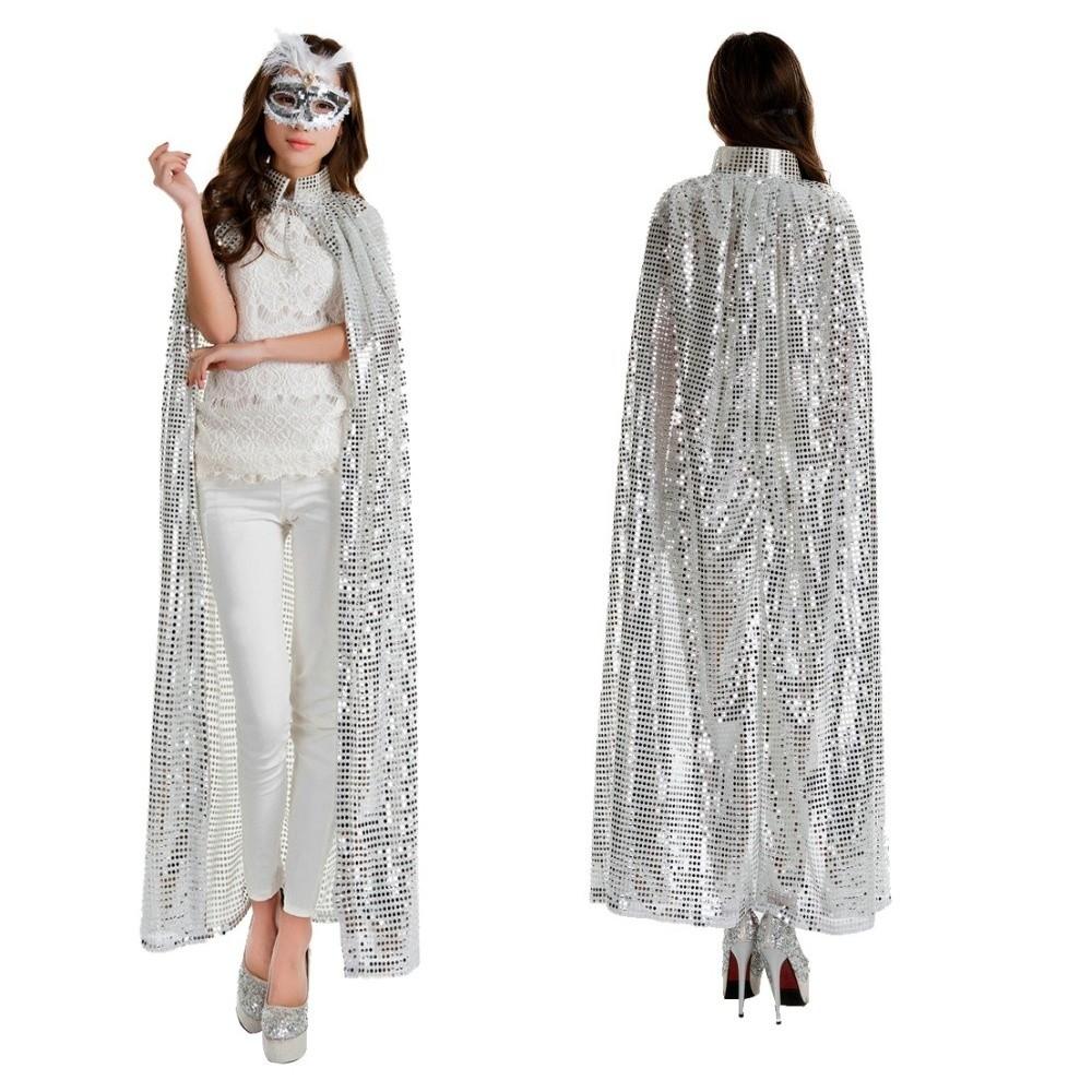 Fantasy Halloween Cosplay Robe Vintage Shiny Cloak New Shiny Sequin Cape Women