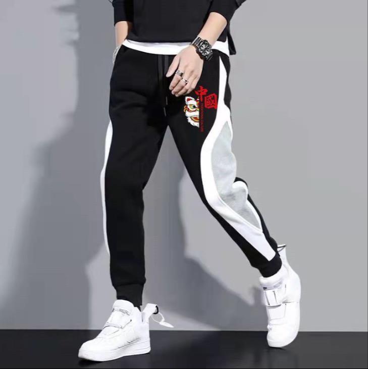Spring Summer Men's Sports Pants Male Loose Fitting Leggings Patchwork Running Training Casual Pants Outfit Trouser