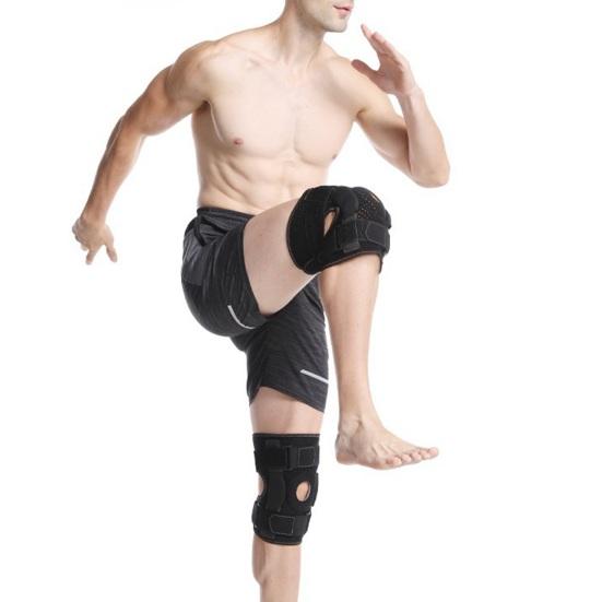 Sports Knee Pad Adjustable Compression Sleeve with Silicone Anti-Slip Strip Pre-Shaped Arc Breathable Neoprene Support