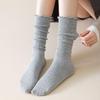 Korean Hollow Out Wood Ear Fishnet Stockings - Women's Knitted Mesh Calf Slimming Slouchy Long Socks