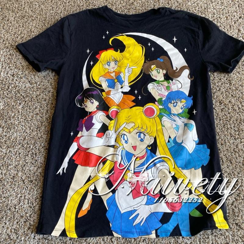 2026 New Arrival Sailor Moon Cartoon Print Tshirt Soft Cotton Oversized Casual Unisex Tee For Adult Kids Daily Wear Short Sleeve