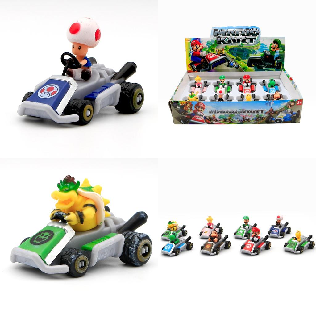 Super Mario Party Go-kart Toy Set With 8 Collectible Figures And Display Box