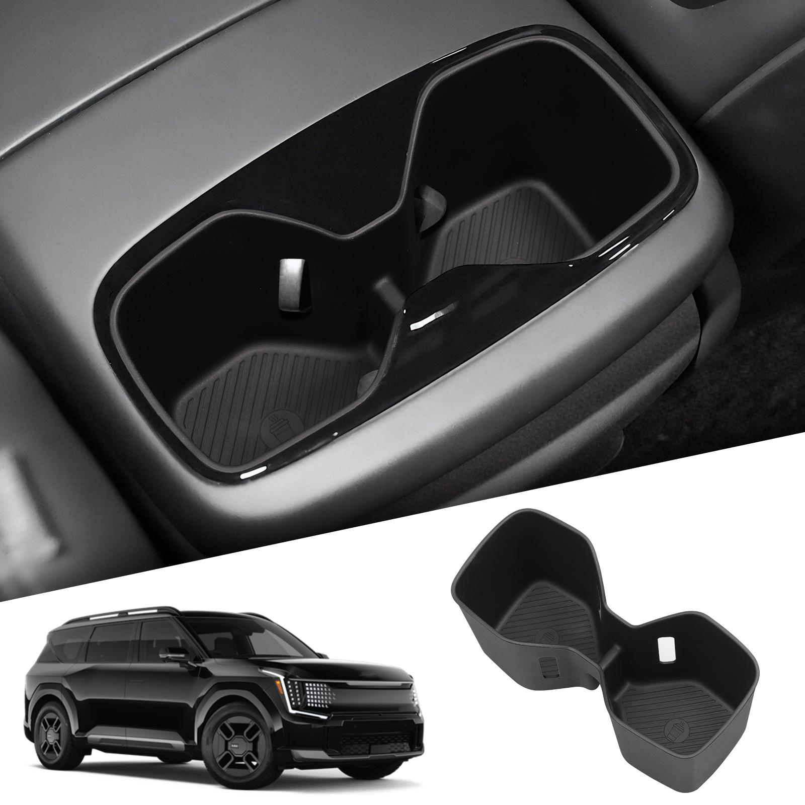 

for Kia EV9 2026 2026 TPE Armrest Rear Water Cup Holder Storage Box Tray Organizer Car Interior Accessories Black