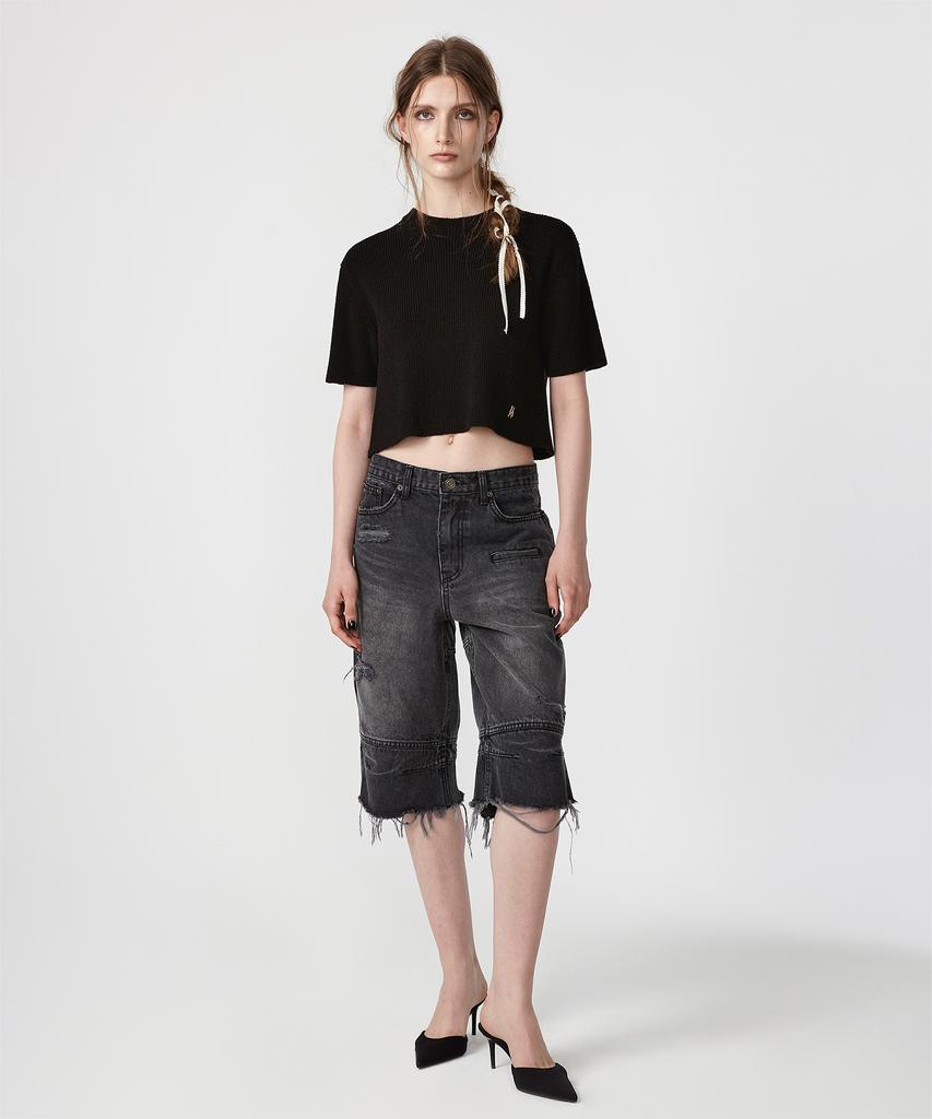 EAN JO Half Sleeve Knit Top (Black)
