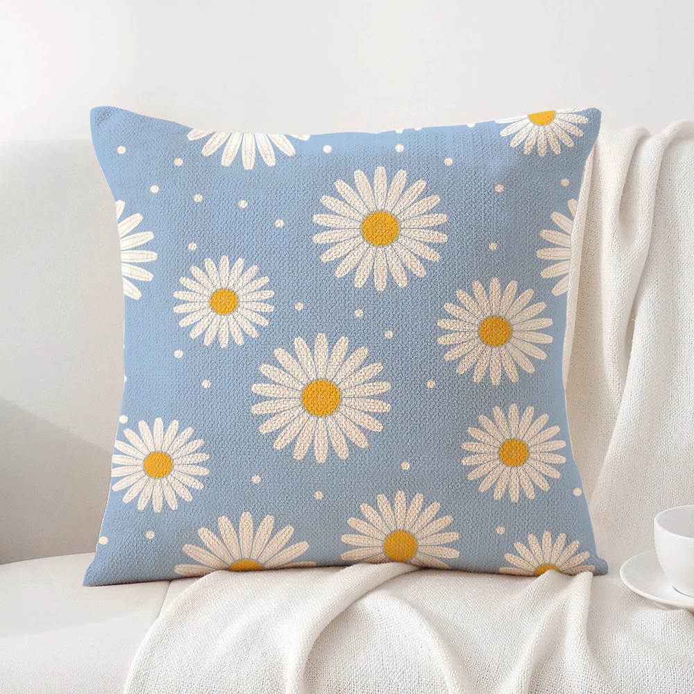 FFloral Pattern Cushion Cover Natural Linen Organic Fabric DoubleSided Printing Sofa Home Decor Breathable Bed Pillow