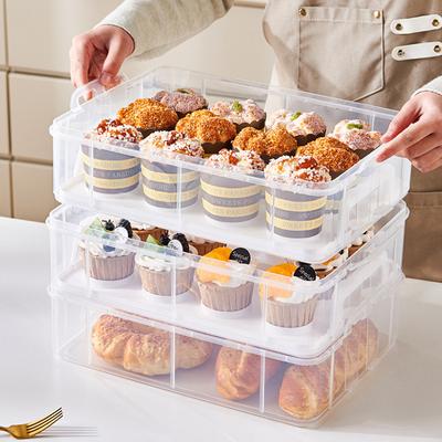 Boîte d'emballage pour gâteau Grande capacité de stockage Anniversaire Contenants transparents Boîtes Couvercles Hermétique Support en PP Transport Voyage Réutilisable Porte-gâteau