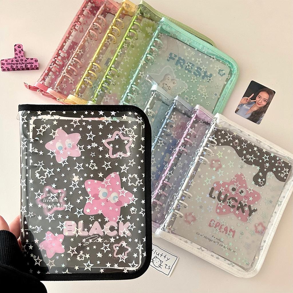 A5 Stern Transparent Abdeckung Binder Fotokarte Halter Idol Fotoalbum Foto Sammeln Buch Zipper Tasche Lagerung Schreibwaren