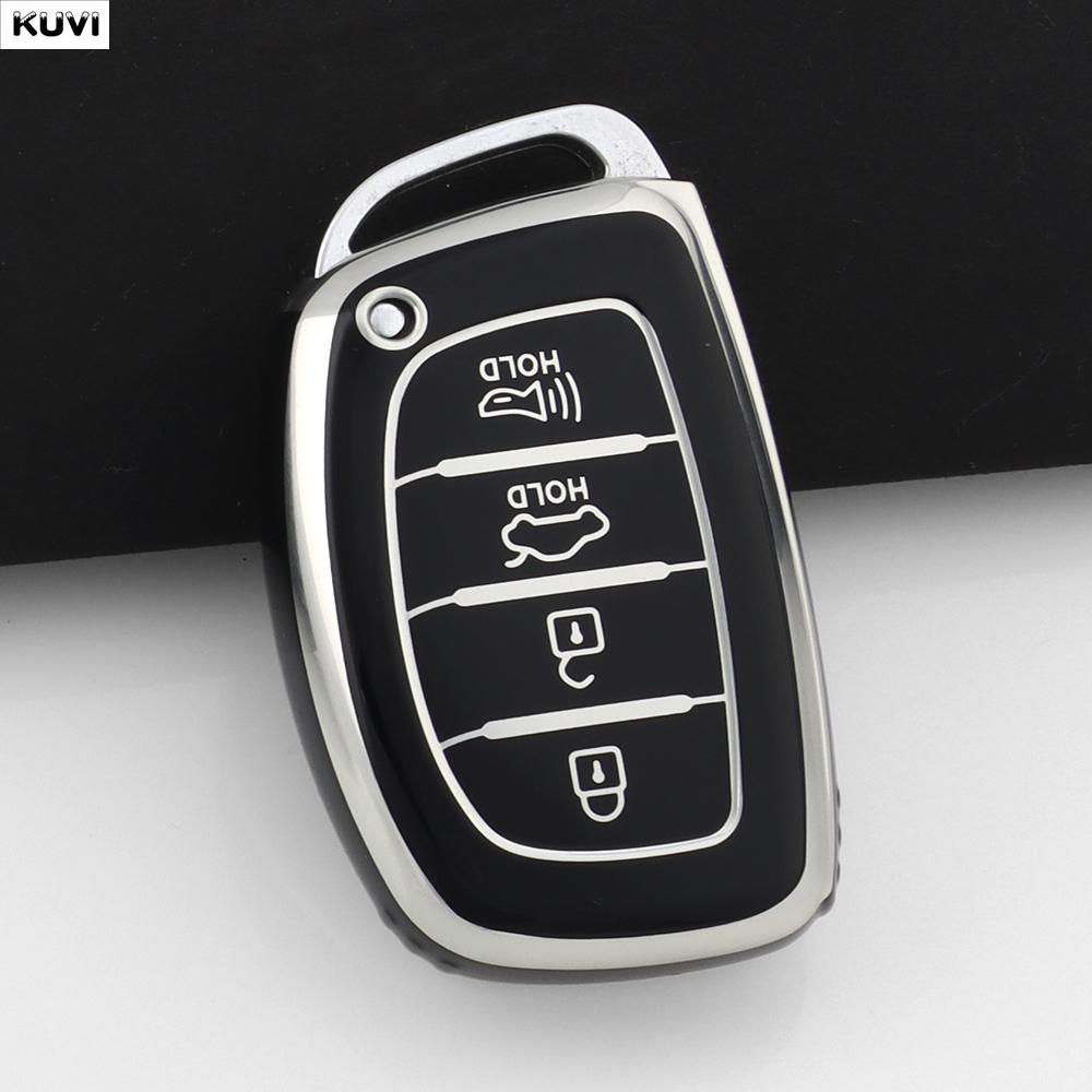 EEJQ9 Hot TPU Car Smart Key Case Cover For Hyundai Tucson Santa Fe Rena Sonata Elantra Creta Ix35 Ix45 I10 I30 I40 Keychain Holder Fob