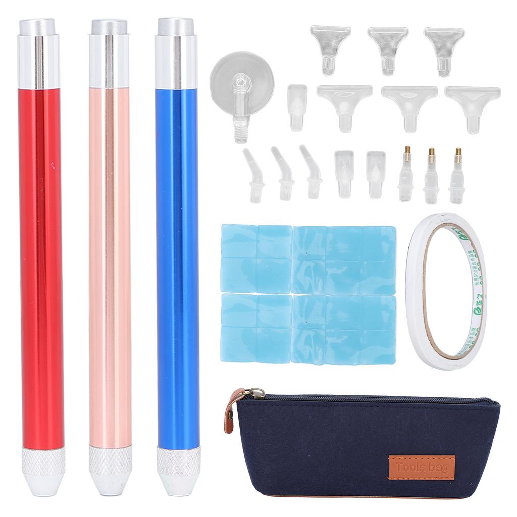 Painting Drill Pen Set Diamond Painting Light Pen Kit with 16 Replacement Pen Heads Storage Box for