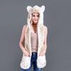 Cartoon Plush Hat Scarf Glove Set - Cute Faux Fur Cap
