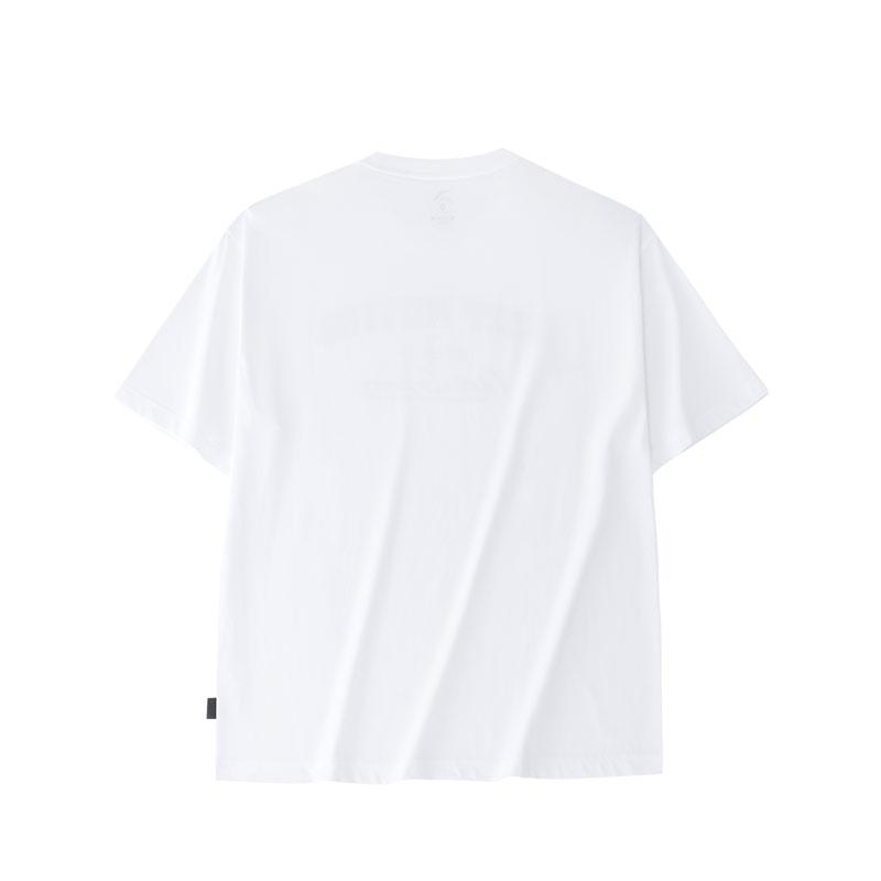 Anta Comfortable Versatile Loose Fit Round Neck Letter Print Short Sleeve T-Shirt Men Tops Snow-White 952428105-1