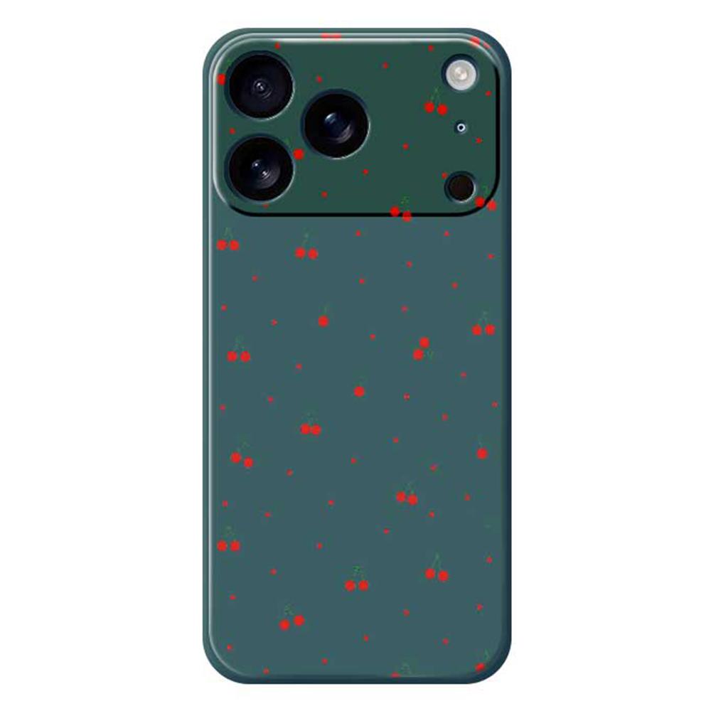 For iPhone 17 Pro Max Case Red Cherry Pattern Printing Straight Edge TPU Phone Back Cover