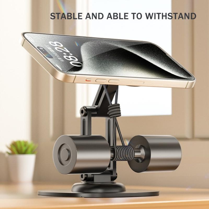 Desktop Magnetic Phone Holder for Phone 16 15 14 360 Degree Rotating Phone Holder Foldable Tabletop Stand