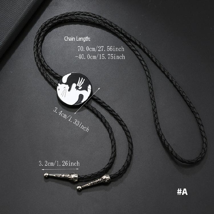 Corbata de bolo clásica para hombre Rodeos con cordón de cuero ajustable y colgante de insignia de metal esmaltado Collar de corbata occidental
