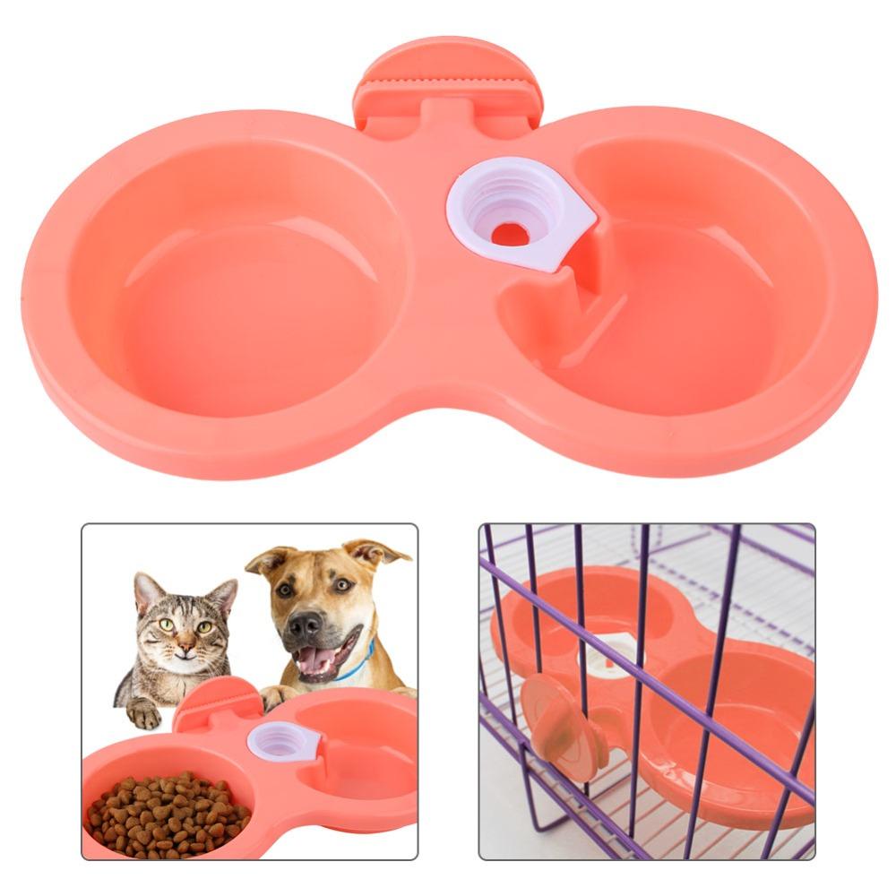 Durable Polymer Hanging Pet Bowl Double Compartment Pet Feeder Cage Dog Bowl Water Dispensing