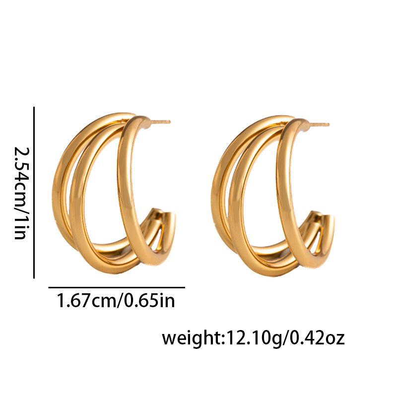 18k Titanium Steel INS Style Earrings - Cool Temperament, Niche Design, Fade-Resistant, Cross-Border Jewelry